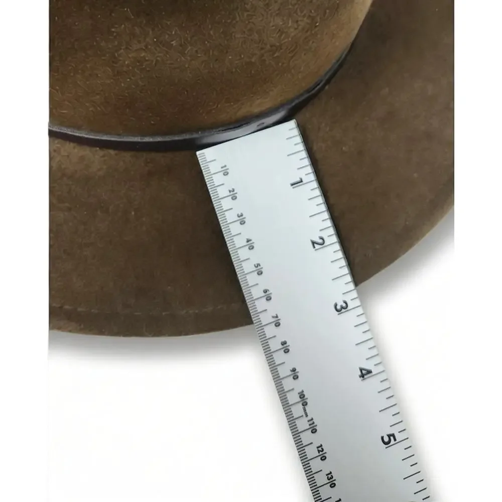 Scala L Classic Western Outback Fedora Hat Brown 100% Wool Felt Leather Band - Picture 5 of 8